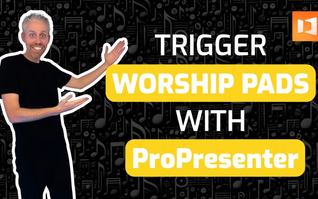Man demonstrating ProPresenter worship pads.