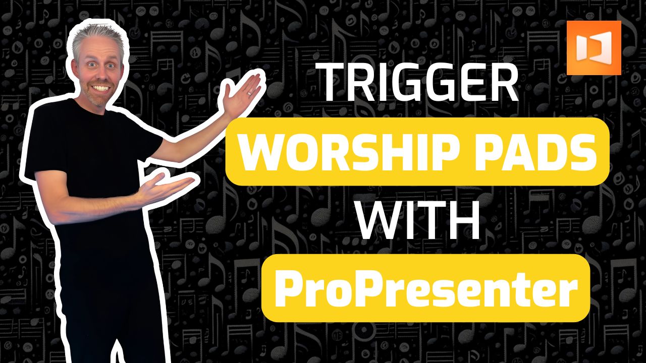 Man demonstrating ProPresenter worship pads.